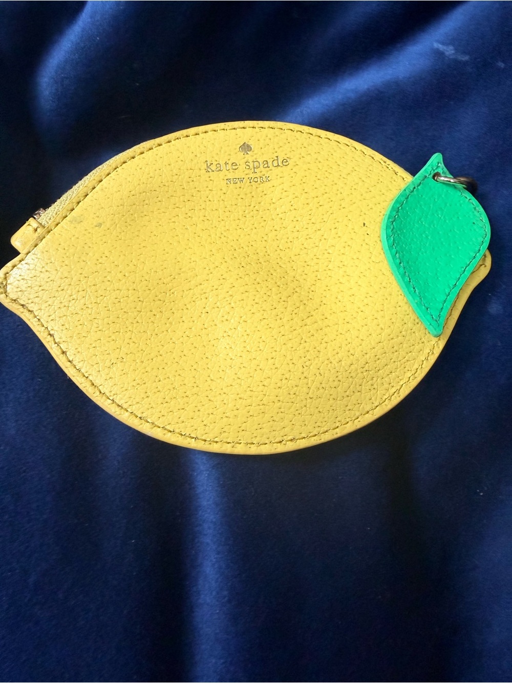 kate spade Yellow Lemon-Shaped Coin Purse with Green Leaf